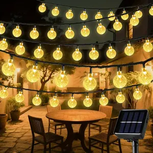 100/50 LED Solar-Powered Outdoor Fairy String Lights, Bubble Ball String Lights with 12 Lighting Modes, Equipped with a Smart Light Sensor for Automatic On/off Switching. Suitable for Gardens, Parties, Weddings, Fences, Camping Lighting Solutions