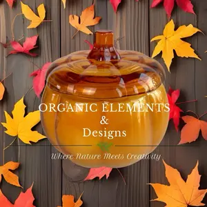 Organic Elements & Designs Apple Harvest Glass Pumpkin Candle - Where Nature Meets Creativity - Fall Inspired Aroma Scent Scented Decor