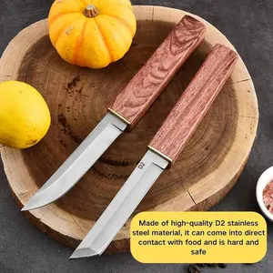 Samurai Chef Knife 2 In 1,Handmade Portable 2 In 1 Dragon And Phoenix Double Blades Knife