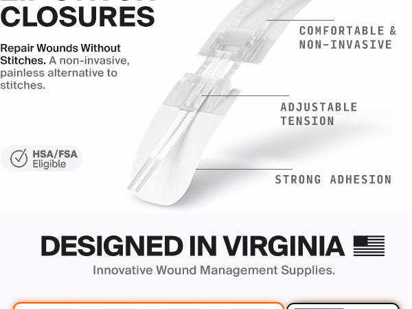 SURVIVEX Wound Closure Kit - Non-Invasive Skin Healing Solution for Cuts & Wounds - Gentle, Adjustable Tension, No Scarring, Easy Removal - All-in-One Emergency Healthcare Aid