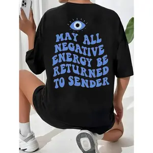 Evil Eye Energy Shield T-Shirt, TikTok Shop Black Friday Holiday Gift for Men and Women, Matching Couple’s Set, Washed Short-Sleeve Loose Soft 100% Cotton Streetwear, Unisex Casual Clothing