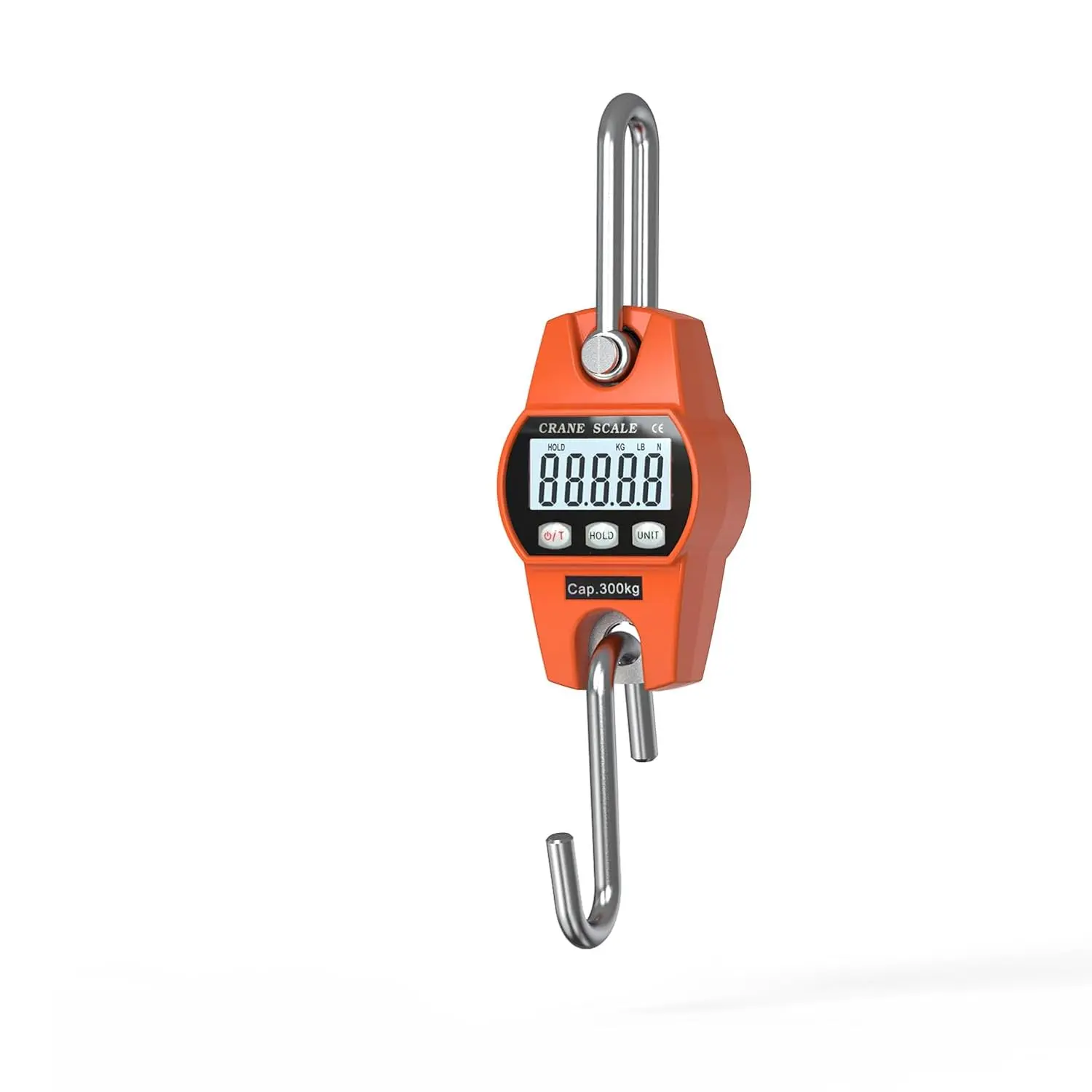 660lb/300kg Digital Hanging Scale with Cast Aluminum Case, Portable Heavy Duty Crane Scale 300kg for Farm, Deer Hunting, Fishing, Livestock & Garage(300kg/Aluminium Alloy/Orange)
