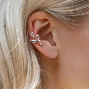 ChicSilver Snake Shape Non Piercing Plain 925 Sterling Silver Unisex Ear Cuff Earrings Cartilage Cuff Earrings for Women Men
