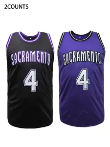 Men's Letter Embroidery Basketball Jersey,Casual Sleeveless Sacramento #4 Tank Top for All Seasons,Fashion Men's Top for Basketball Games, Sports Tops