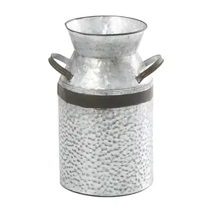 Gray Metal Milk Can Decorative Vase