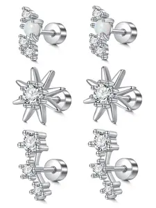 Fashionable Star Design Stud Earrings, High Quality Earrings, Stainless Steel Cartilage Earrings, Fashion Jewelry Accessories for Women & Men