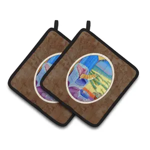 212 MAIN Corgi Fabric Pot Holders - 2-Piece, Colorful, Thick, Insulated, Polyester, Hanging Kitchen Accessory