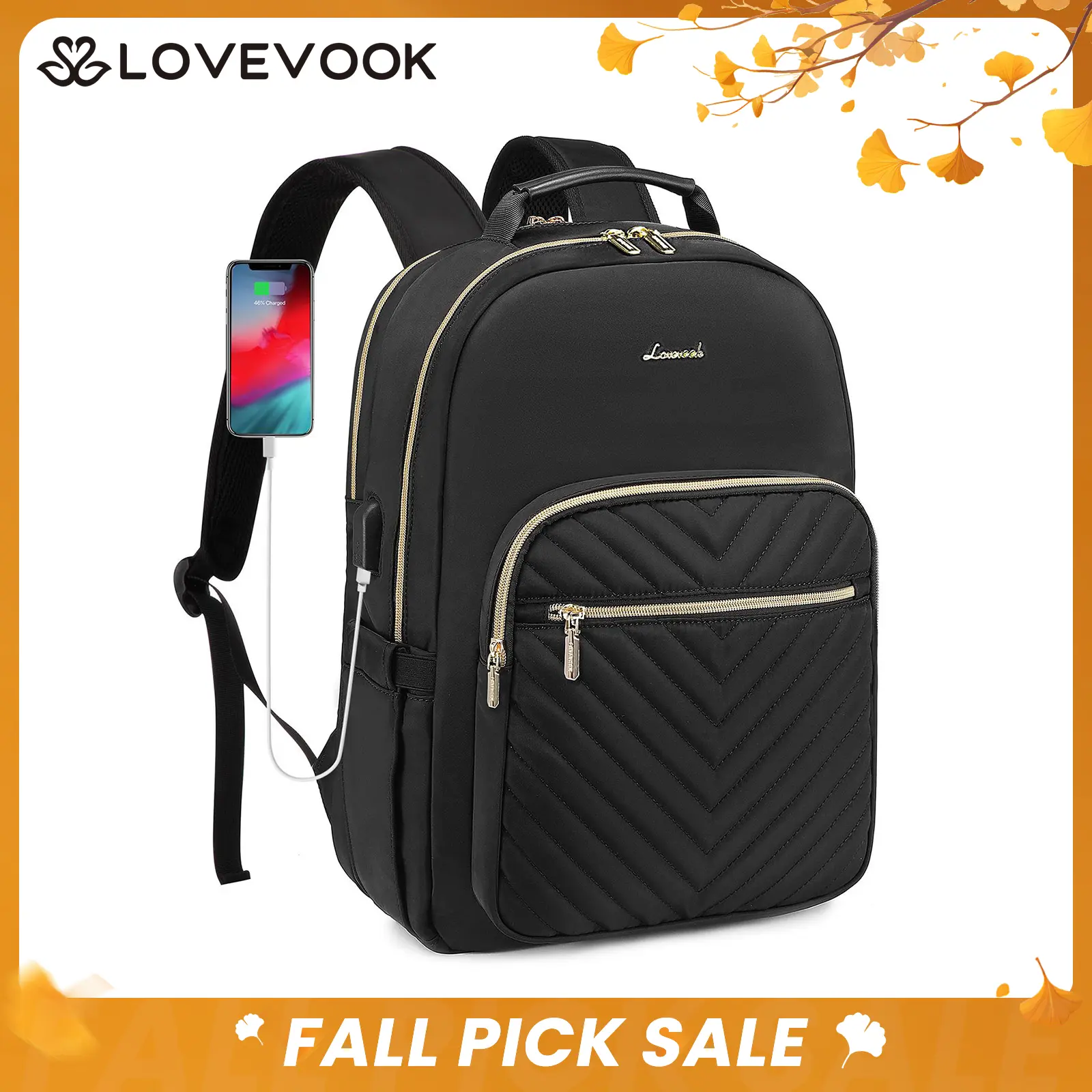 LOVEVOOK Laptop Backpack with USB Port,Quilted Casual Work Bags for Women with Laptop Compartment, Daypack College Business Teacher Computer Bag Travel Bags Laptop bag Carry on Backpack
