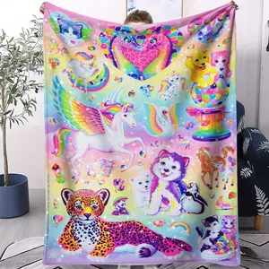 Dopamine Cartoon Animal Fantasy Pattern Blanket, Suitable for All Seasons, Suitable for Beds, Sofas, Cars, Room Decorations, and Gifts, Suitable for Children and Adults