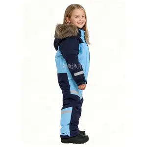 New[Windproof Snowsuit] Kids' Winter Ski Jumpsuit, Windproof Loose-Fit Snowsuit with Zipper Design 3-14 Years Old Boys and Girls Outdoor Warmth