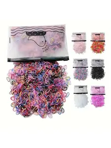 1000 Mini Elastic Hair Ties Set, Soft Non-Slip, Round Corners & Heart Cutouts, Assorted Colors, Perfect for Kids & Teens, Large Capacity, Hair Accessories Set