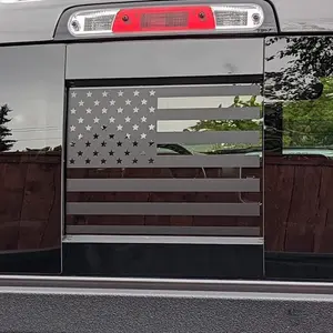 Rear Middle Window Decal Compatible with RAM 1500 2500 3500 2009-2023 2024, American Flag Back Sliding Window Sticker