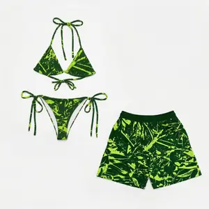 Green Tree Camo Matching Couples Swimsuit! His Shorts & Hers Two Piece Set Bikini. Top Target Swimsuits 2026 For Summer Getaway Deals - Mothers day gift