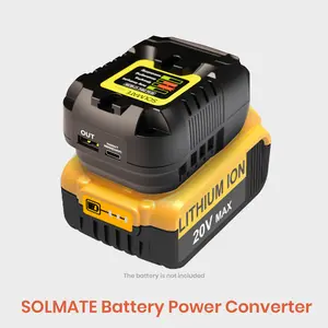 SOLMATE 100W USB Battery Charger Converter Compatible for Dewalt 12V/20V Li-ion Battery with USB Output & Type-C Fast Charging Charge with Smartphone Laptop for Camping