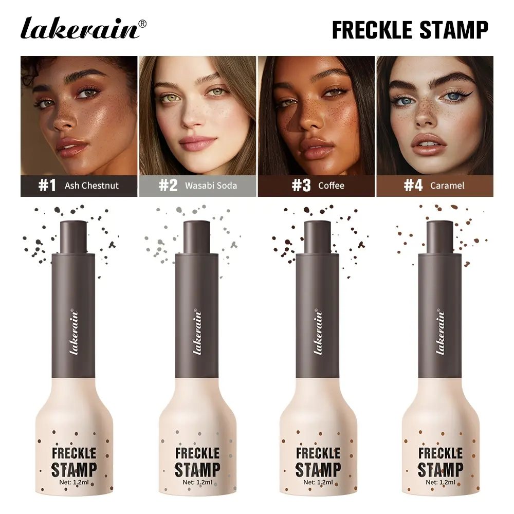 Waterproof Freckle Stamp Pen, 5-Point Natural Fake Freckles Makeup Pen, Quick-Dry & Smudge-Proof Long-Wear, Skin-Friendly Formula, Easy to Create Realistic Freckle Look, 4 Vibrant Shades for All Skin Tones