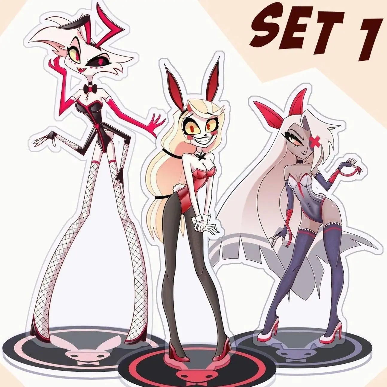 Hazbin Hotel Bunny Standees Large Size - Double Sided Acrylic - Set 1 (Made to order)