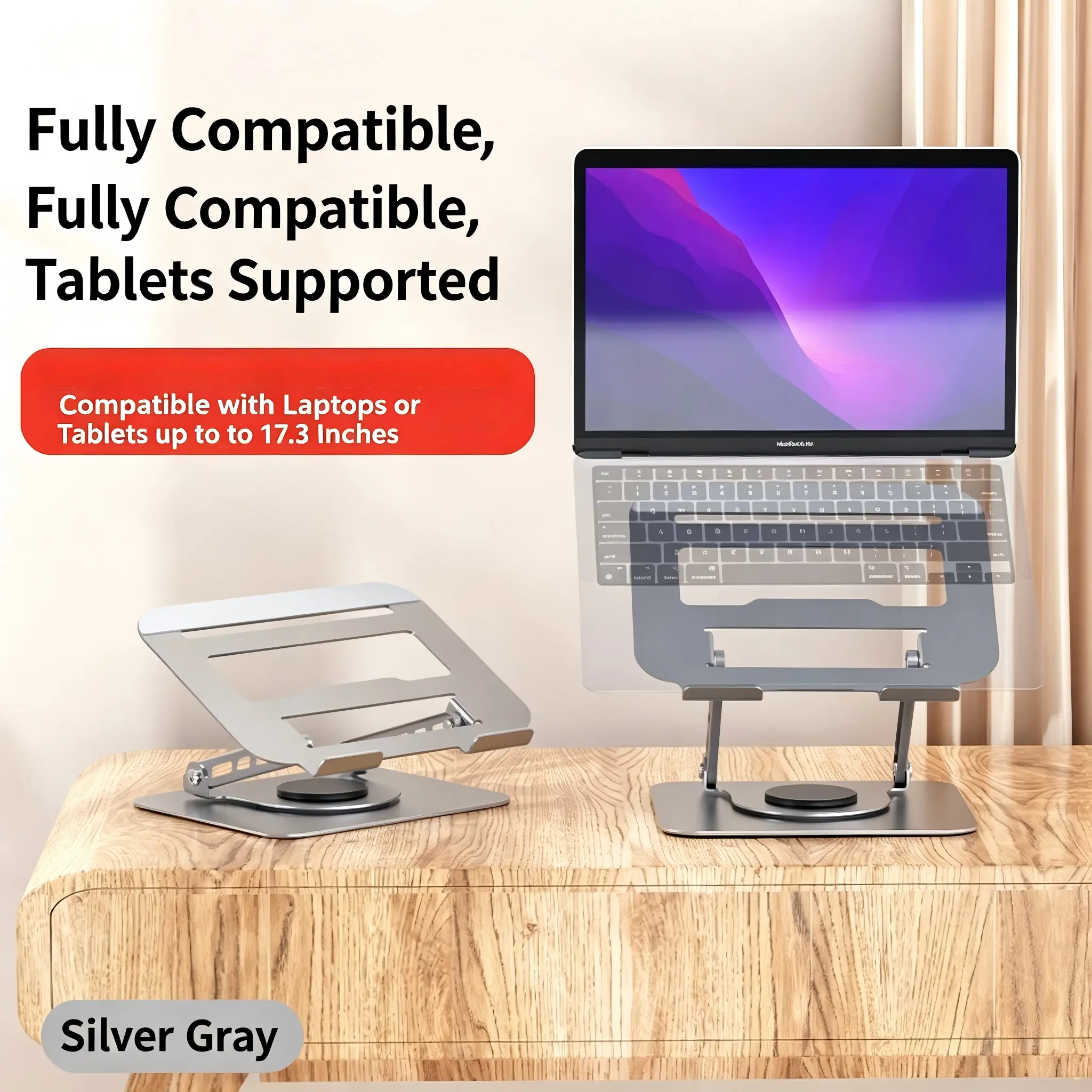 Laptop Stand for Desk, 360° Rotating Titanium Alloy Laptop Riser, Heavy Duty Foldable Adjustable Ergonomic Computer Stand, Height Adjustable Laptop Holder for Laptop & Tablet, Office, Gaming Setup & Back to School