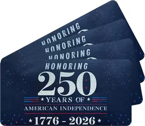 4 Pack 250th Anniversary Independence Car Decals, 6 x 3 Inch PVC Patriotic Bumper Stickers, UV Printed, Self Adhesive