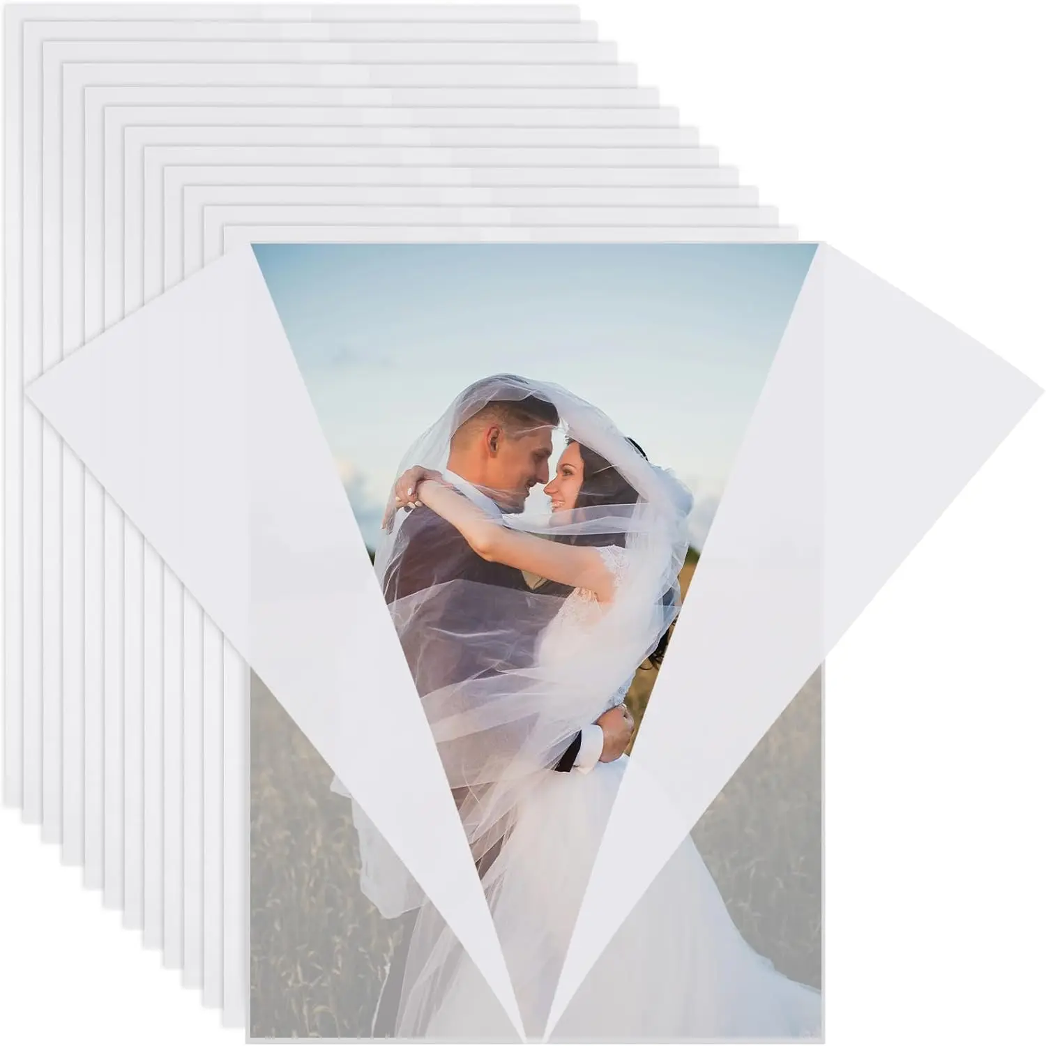 30 Pack Pre-Folded Vellum Jackets for 5x7 Invitations, 115 GSM Translucent Vellum Paper 5x7 Invitation Sleeves, Wedding Invitation Wraps for Weddings, Birthdays,  Showers