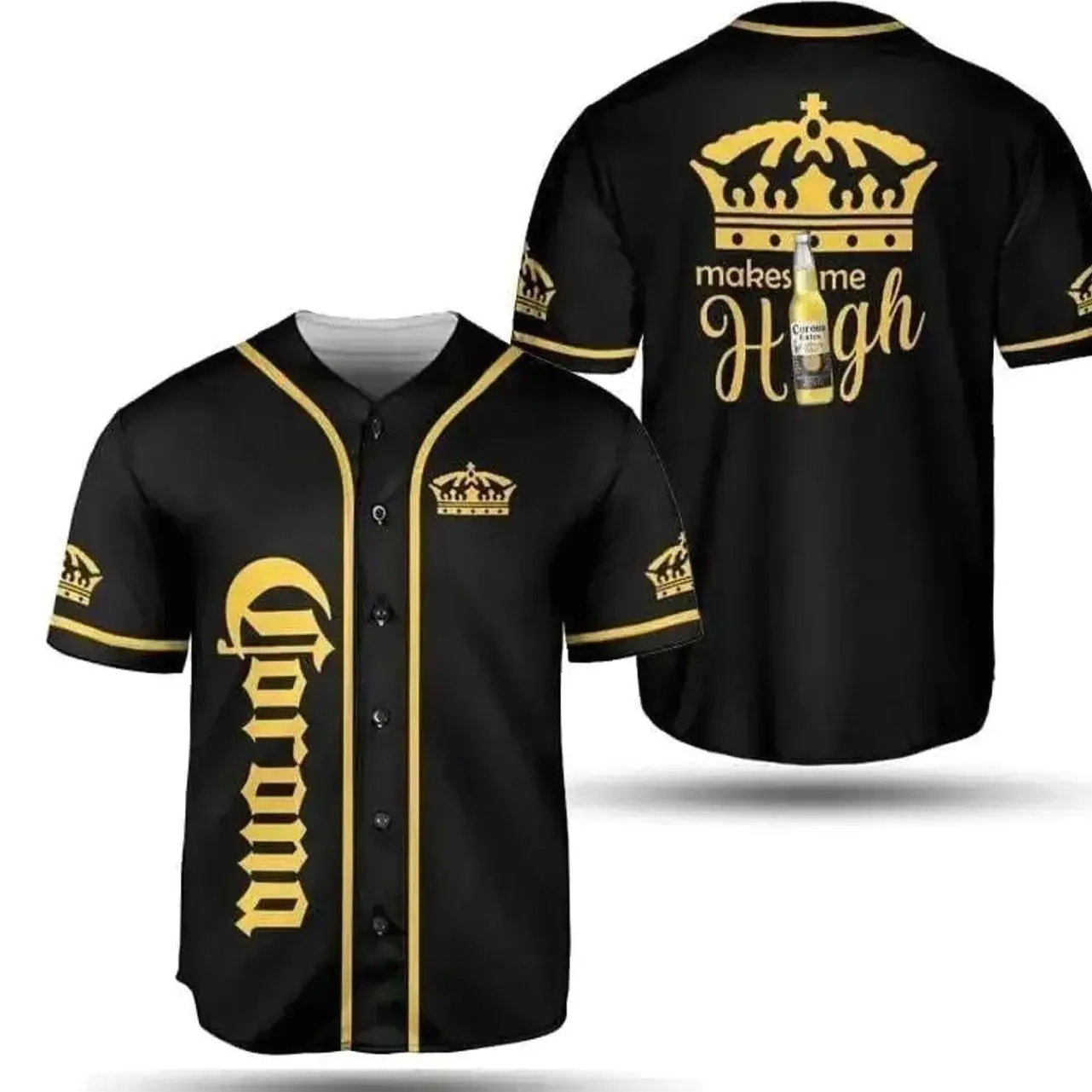 Corona Makes Me High Beer Alcohol Beverage Baseball Jersey Beer Baseball Jersey Shirt Gift For Friends Drinking gift for him gift for her birthday gift 4th of July Beer Baseball Jersey , trendy baseball jersey 3OI FVP