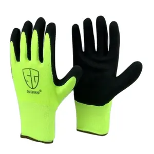 SAFEGUARD 6 Pairs Lime Orange or Black Nylon Smooth Sand Latex Palm Better Grip Stretch Gloves for Precision Work