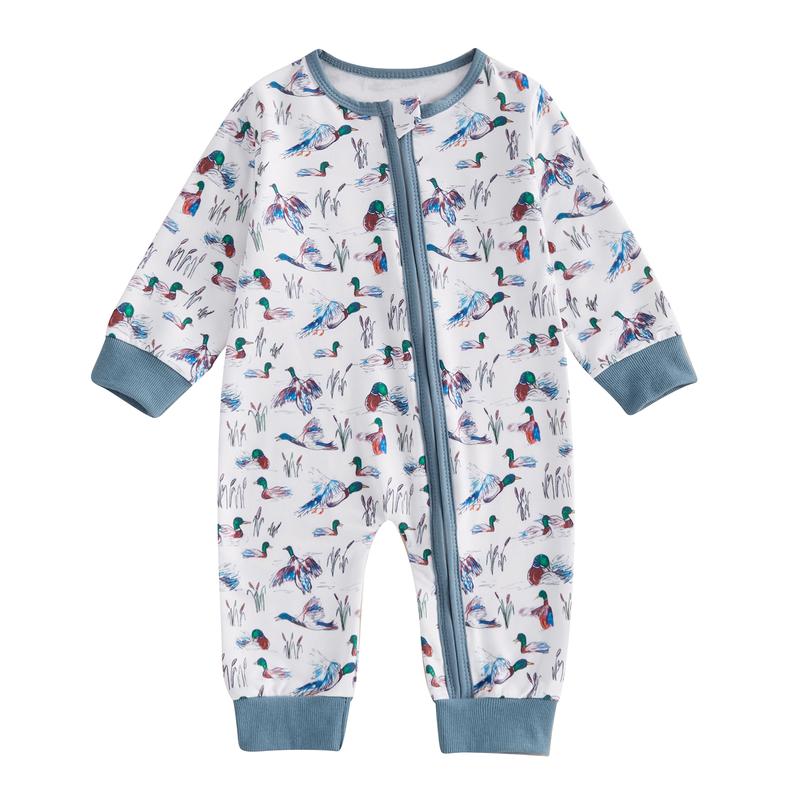 Western Hunting Baby Clothes Newborn Mallard Duck Pajamams Romper Bodysuit Infant Long Sleeve Fishing Zipper Jumpsuit Fall Winter Outfit