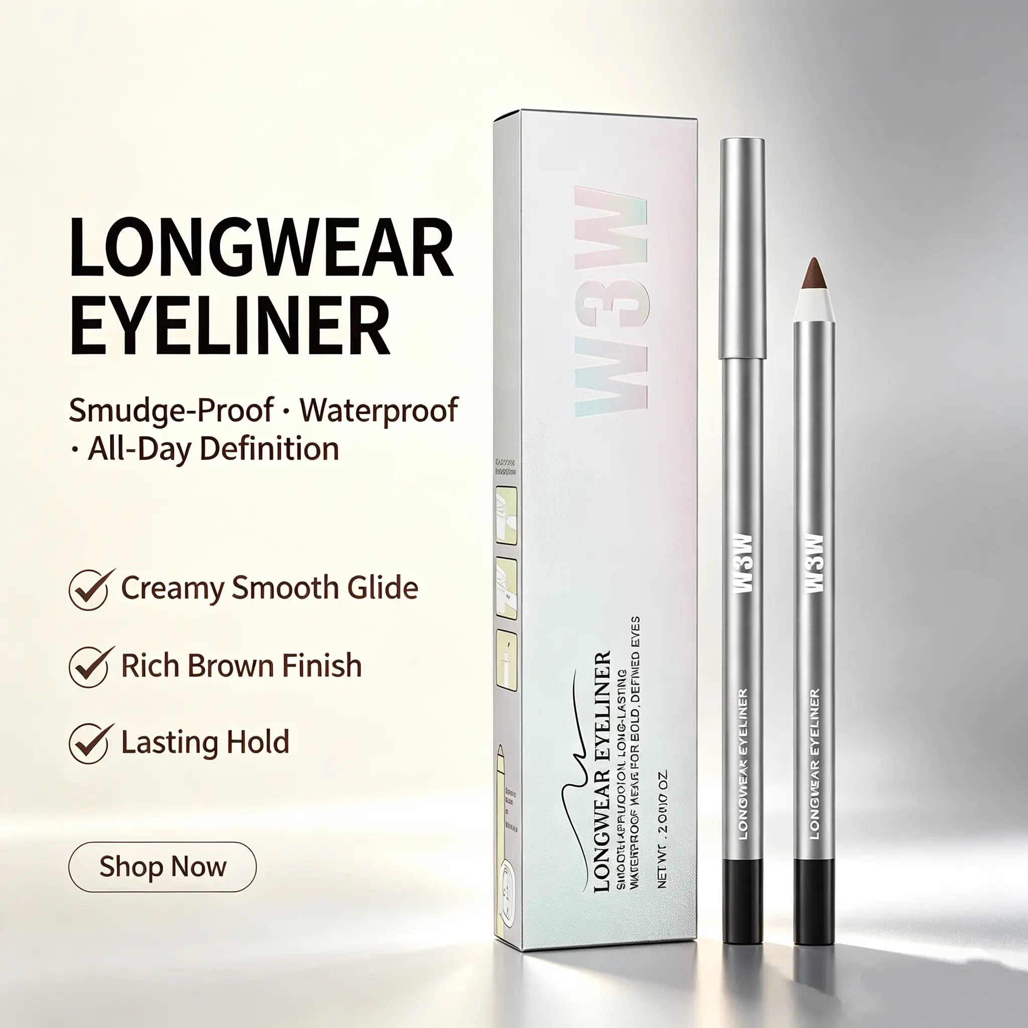 【W3W】Summerwins smooth Waterproof wing  Gel Micro dry friendly eye liner Pencil -  Smudge-Proof, Transfer-Resistant, Long-Lasting liquid waterline permanent color eyeliner ,  Everyday new years gifts all-day stay persona professional beauty Makeup