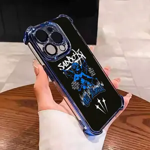 rendy Edgy Streetwear Style Sad Boyz pattern Suitable for Aesthetic Electroplated TPU Casing For iphone 17 16 15 14 13 12 11 X XS PRO PLUS MAX AIR Samsung S25 S24 S23 Four Corners Anti-Fall Transparent Casual Soft Silicone Phone Cases Perfect Gift  L1786