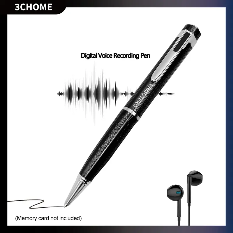 Compact Digital Smart Voice Recorder Pen - No Camera, Refillable with Spare Refills, Durable, High-Fidelity Audio, Noise Reduction, USB Plug-and-Play, Card Supported, Headphones Compatible, Travel Gadget for Business & Commuters