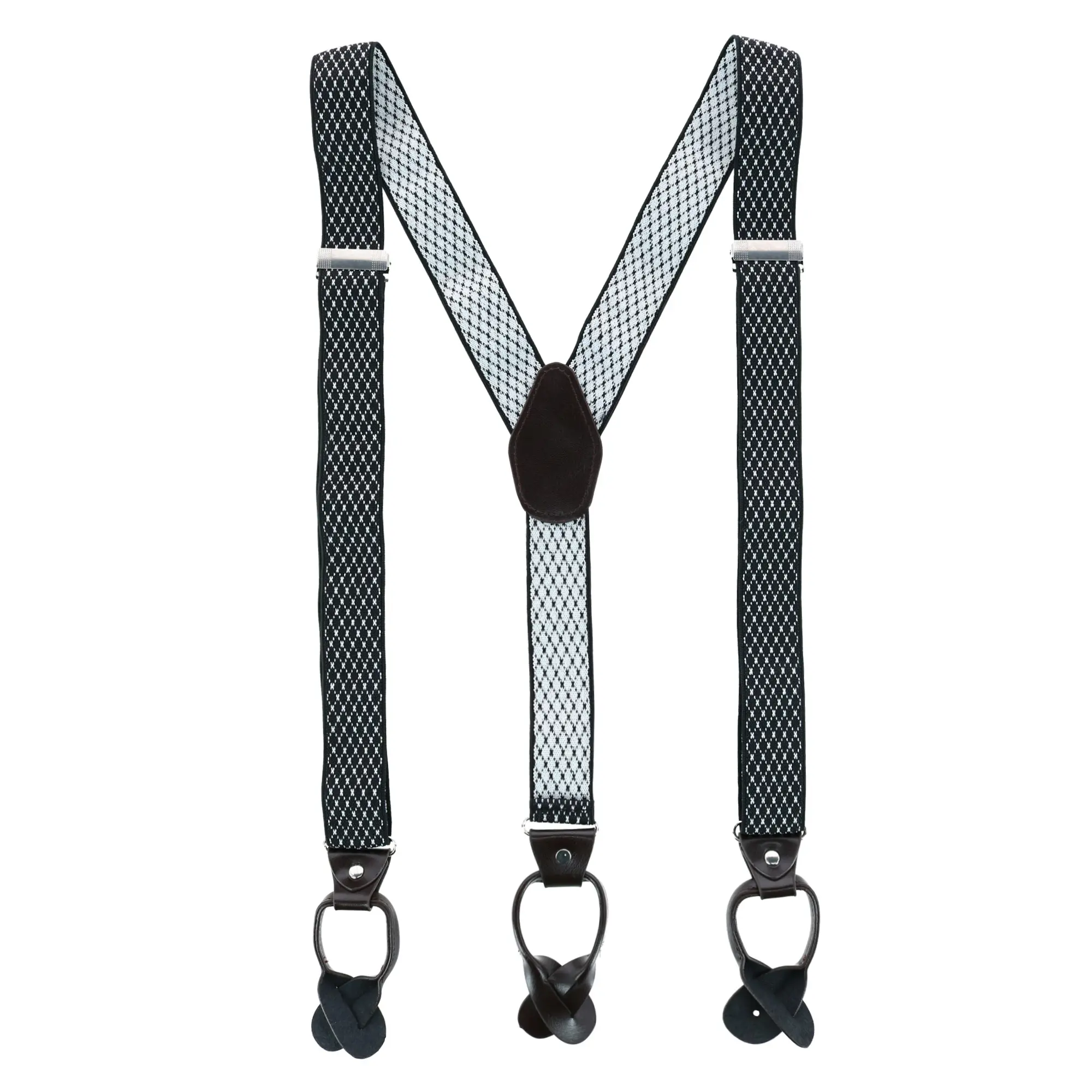 CTM Men's 1.375 in Wide Formal Wedding Y-Back Button-End Suspenders, Adjustable Strap, Elastic Fabric, 6 Buttons, Adjustable Length, Six Buttons