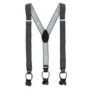 CTM Men's 1.375 Inch Wide Dress Y-Back Button-End Suspenders, Button-End Suspenders