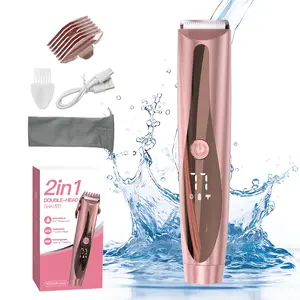 2026 New Women's Electric Bikini Trimmer, 1 Set Rechargeable 2 in 1 Body & FacialHair Removal for Winter Gift, Waterproof Wet &Dry Use Trimmer for Women, Suitable for all seasons Rose Gold valentines gift ideas