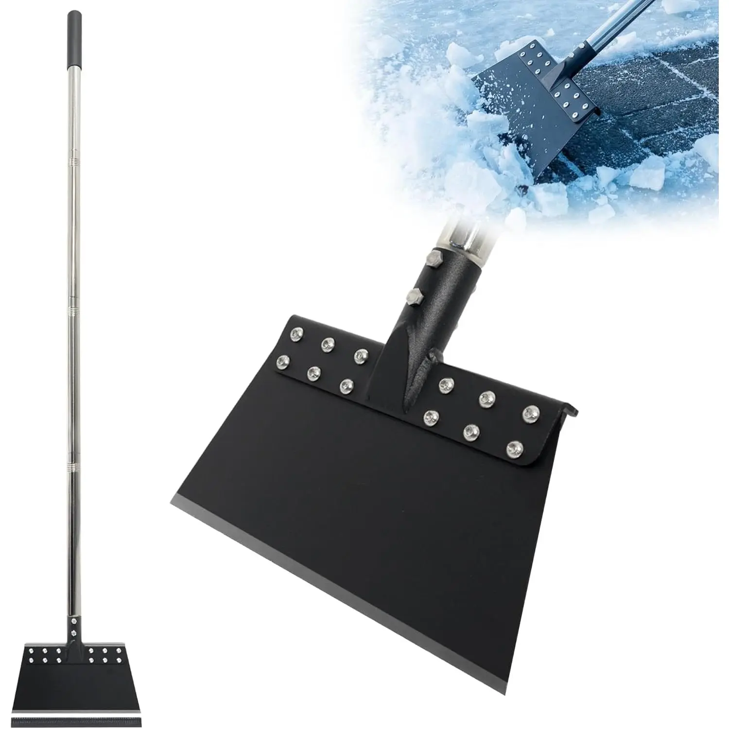 Suitable for Driveway Ice Scraper 65inch Garden Flat Shovel Ice Block Cutter Heavy-Duty Multi-Functional Weed Shovel with 11inch Spring Steel Blades Floor Scraper Suitable for Ice, Snow, Weeds, Dirt, Moss, Driveway, Lawn Edges