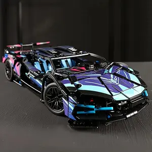 Cyber Sport Car Building Blocks, Sleek Design with Complex Assembly, Exquisite Racing Model for Home Decor & Gift, Model Car Kit