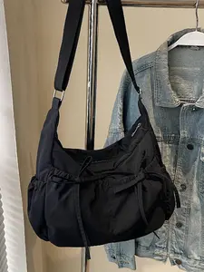 Women's Solid Color Bow Decor Crossbody Bag, Adjustable Shoulder Bag, Fashionable Large Capacity Shoulder Bag for Daily Used, Casual Trendy Versatile High-quality Daily Commuting Bag