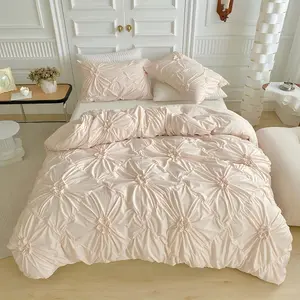 Christmas Decoration 3D Embroidered Quilt Cover and Pillowcase Set, Comfortable Bedroom Accessories, Bedding Set for Home, Soft Bedding Sets, Christmas Gift