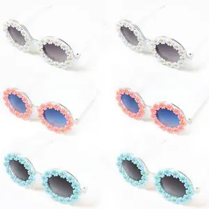 Women's Vintage Daisy Sunglasses Set, Floral Festival Party Glasses, Fashion Accessories, 6 Pairs, Eye Protection & Style