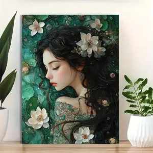 1pc Framed Mermaid & Water Nymph Canvas Wall Art - 12x16 Inch Flat Underwater Fantasy Print Suitable for Home Office Decor - Marine-Themed Wall with Frame, Elegant Mermaid Artwork, 2D Flat, Perfect for Room Decor	