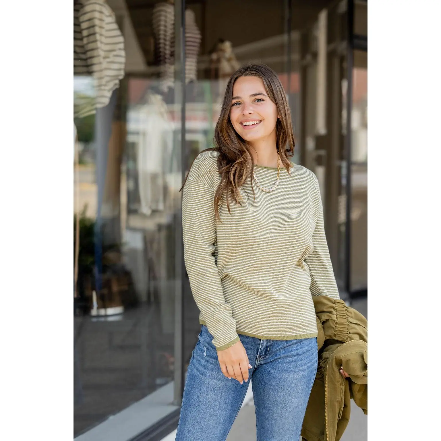 Marled Thin Striped Sweater