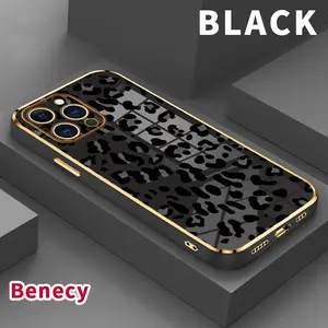 Soft Phone Case for iPhone 16 15 14 Pro Max 13 12 11 XR XS Plus Elegance Leopard Luxury Electorplated TPU Silicone Full Lens Protection Cellphone Cover