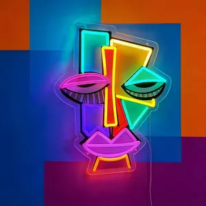 Colored Abstract Face Neon Signs - LED Glowing Signs for Wall Art Decoration, Bar, Cafe, Fashion Restaurant, Business Studio, Game Room Decoration Party, Best Art Gifts - Christmas New Year Gifts
