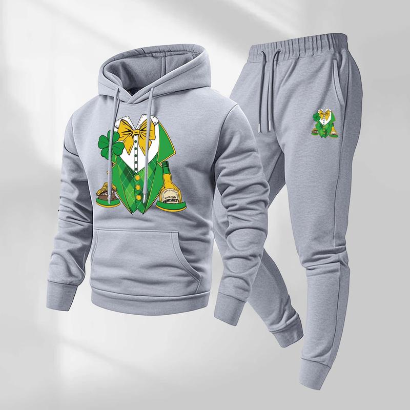Men's Saint Patrick's Day Print Hoodie and Drawstring Sweatpants Set, Menswear, Casual Athletic Long Sleeve Hooded Jacket & Trousers for Fall & Winter, Men's Clothing for Daily Wear, Sportswear Indoor Outdoor, Tracksuit, Athleisure Men's Saint Patrick's Day Print Hoodie and Drawstring Sweatpants Set, Menswear, Casual Athletic Long Sleeve Hooded Jacket & Trousers for Fall & Winter, Men's Clothing for Daily Wear, Sportswear Indoor Outdoor, Tracksuit, Athleisure