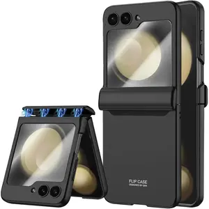 For Samsung Galaxy Z Flip 5 Case, Hinge Protection, Built-in Screen Protector, Wireless Charging, Shockproof, Anti Scratch Slim Phone Protective Cover for Galaxy Z Flip 5, 2023 Black