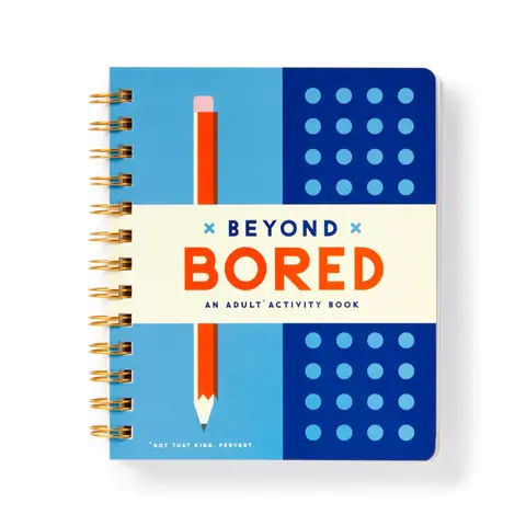Beyond Bored Activity Book - Adult Activity Book with Spiral Binding, Blue Cover, and Pencil Design