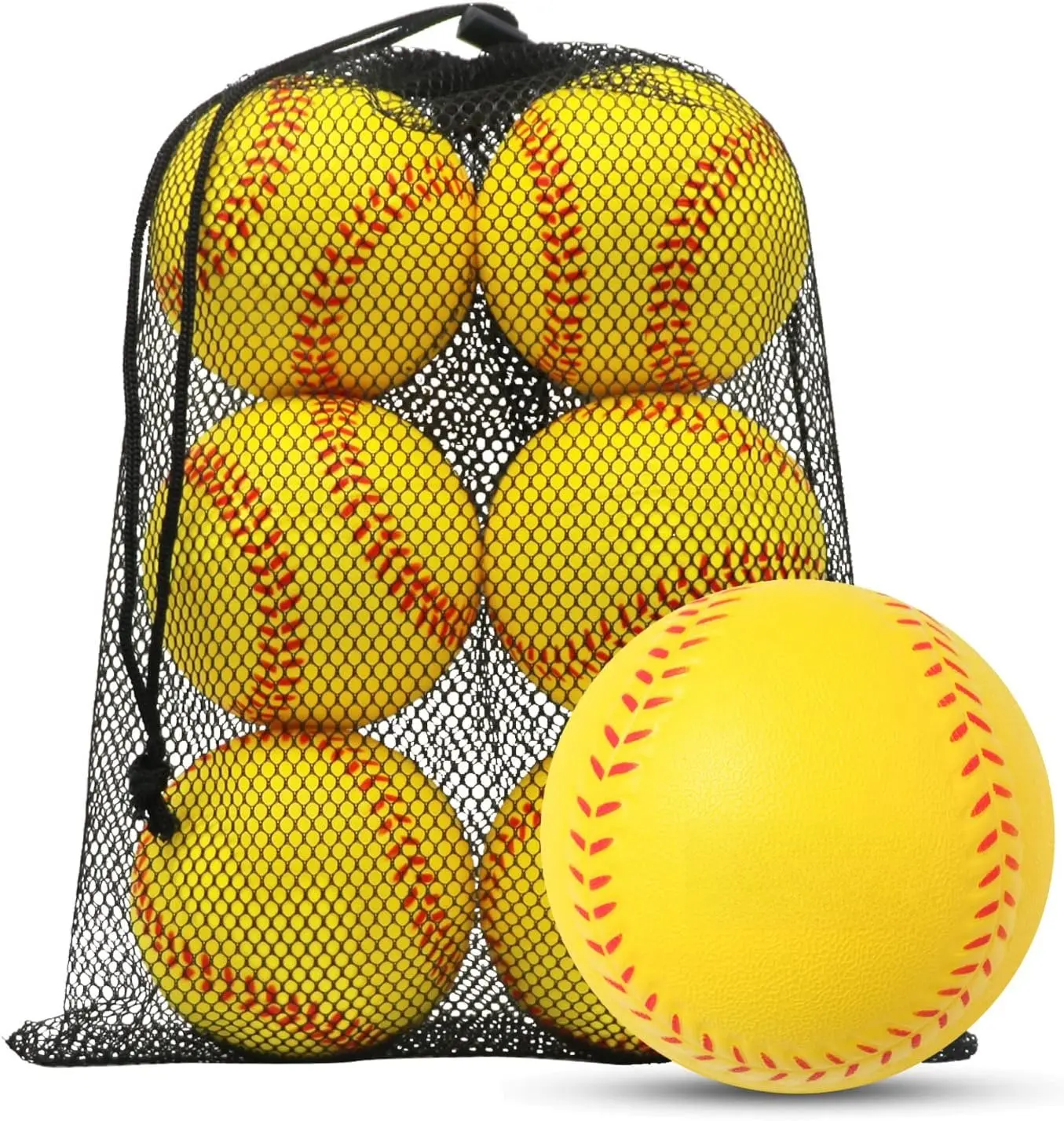 Practice  Softballs 11 inch with Mesh Bag Soft Oversize  Baseballs Safely  Batting Hitting Ball and Fielding Indoor Outdoor for  Teenager Players Pack 6