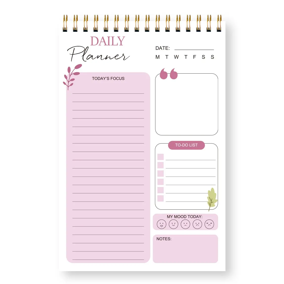 A5 Double-Ring Daily Monthly Weekly Planner Minimalist Notebook with To-Do List Mood Tracking Notes Portable Office Organizer