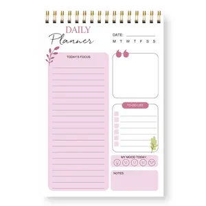 A5 Double-Ring Daily Monthly Weekly Planner Minimalist Notebook with To-Do List Mood Tracking Notes Portable Office Organizer