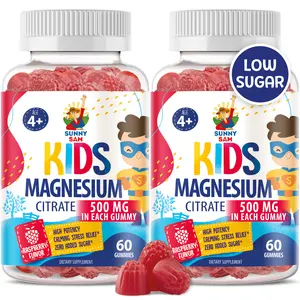 Sunny Sam Sugar-Free Magnesium Gummies for Kids & Teens - 500mg Calm Magnesium Citrate Gummies - Kids Magnesium Gummies - Chewable Magnesium Gummy Supplement for Sleep, Mood & Muscle Support- Raspberry Flavor 120count (2PACK)