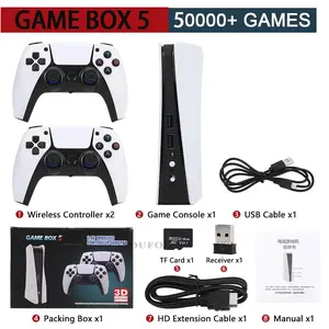 GB5 New Video Game Console 256G 50000 Free Games HD TV Game Box 5 Two Gamepads 45 Emulators For PS1/PSP/NDS/N64 Gaming Stick