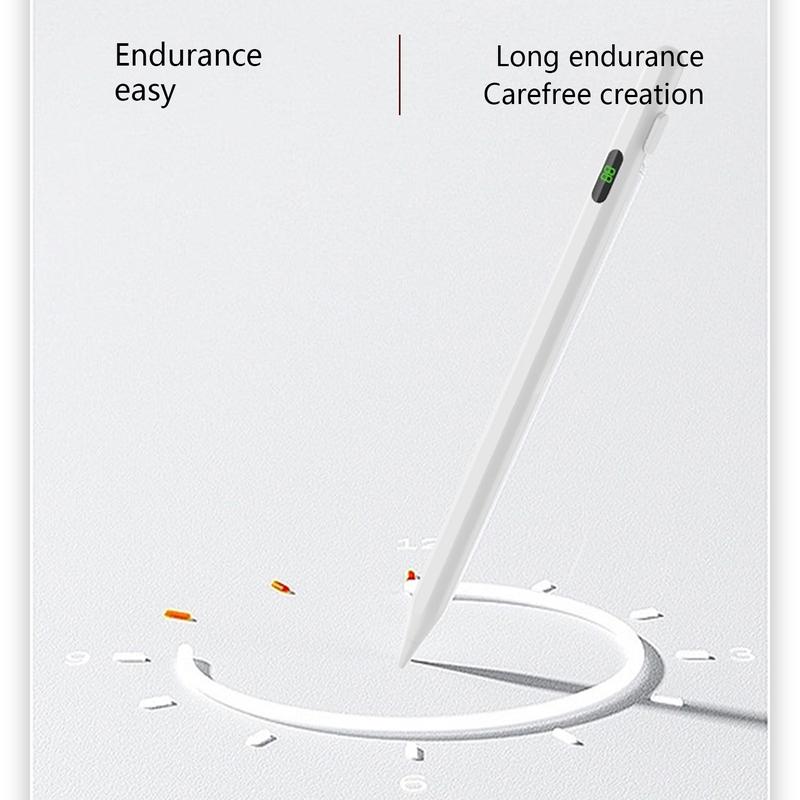 Stylus Pen for iPad 2018-2025, USB-C Fast Charging Pencil with LED Power Display Tilt Sensitivity for Apple iPad A16/11/10/9/8/7/6, Air 7/6/5/4/3/M3/M2, Pro 13"/12.9"/11"/M4, Mini 7/6/5, White